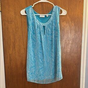 Blue Paisley Sleeveless Top